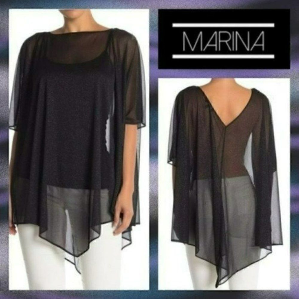 NWT MSRP $99 Marina Glitter Sheer Poncho Women's Size Large